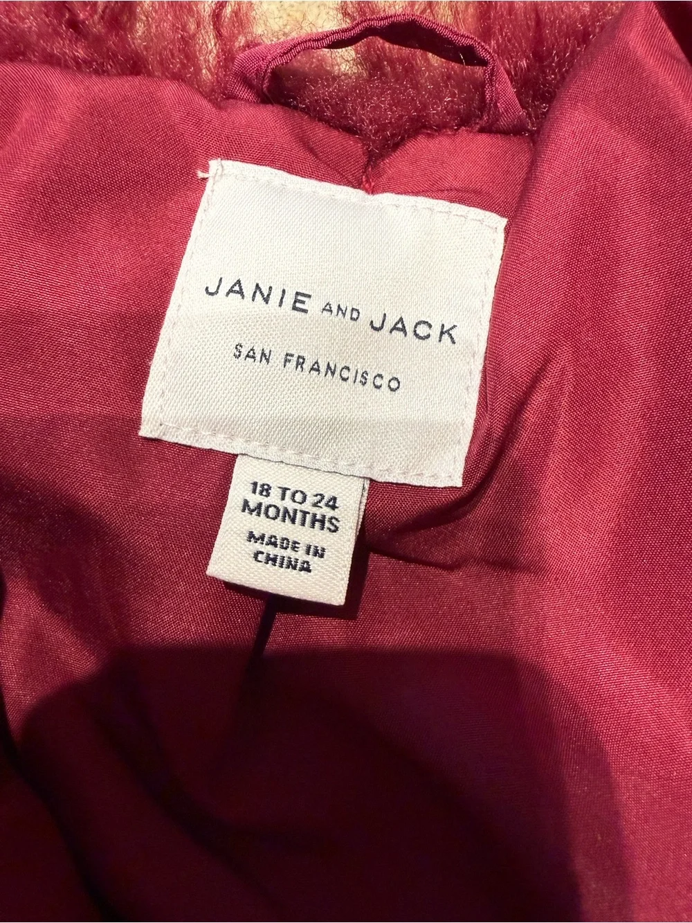 Janie and Jack Plush Faux Fur Jacket in Deep Burgundy